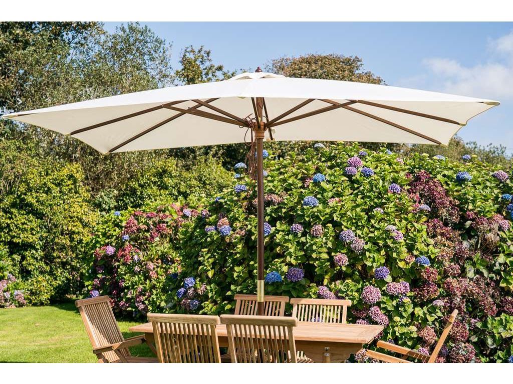 Cream 3m x 2m Wooden Parasol - Clearance