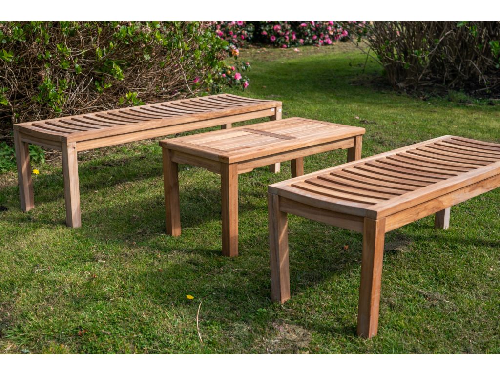 Double Backless Bench and Coffee Table Set