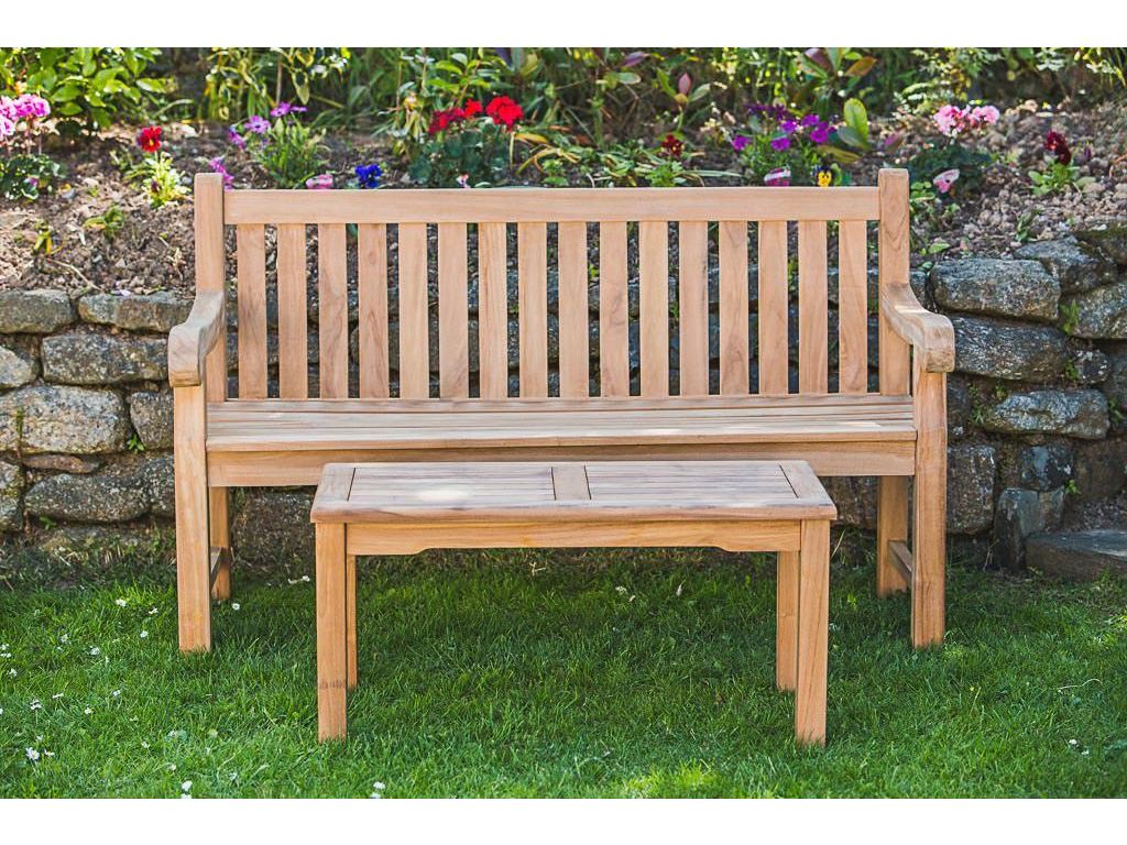 Teak memorial bench set