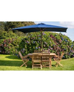 Navy Blue Rectangular 3m x 2m Wooden Garden Parasol