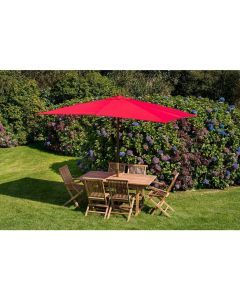 Red 3m x 2m Wooden Garden Parasol - Clearance