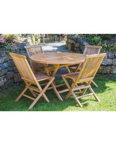 1.2m Circular Folding Table and 4 Folding Chair Patio Set - Clearance