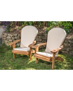 Solid Teak Double Adirondack Couples Set With Cushions