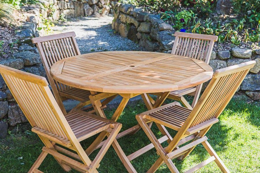 Teak Patio Table and Chair Set