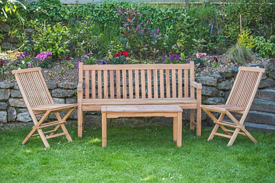 Outdoor teak bench set