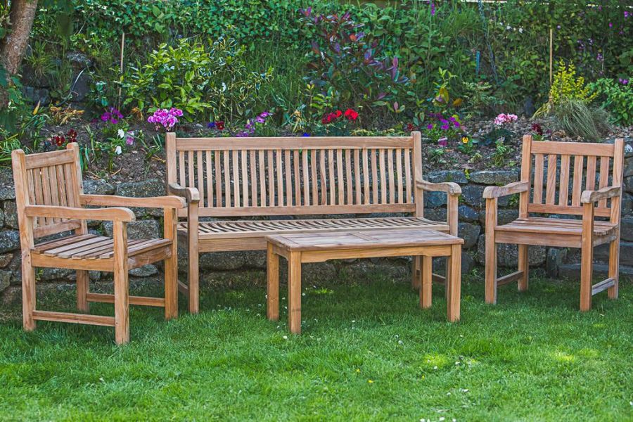 Outdoor teak bench set