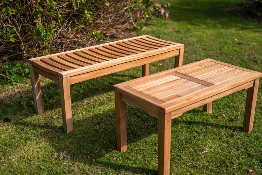 Solid Teak Backless bench and Coffee Table Set