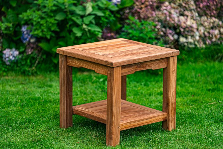 Teak Square 45cm Coffee Table with Shelf