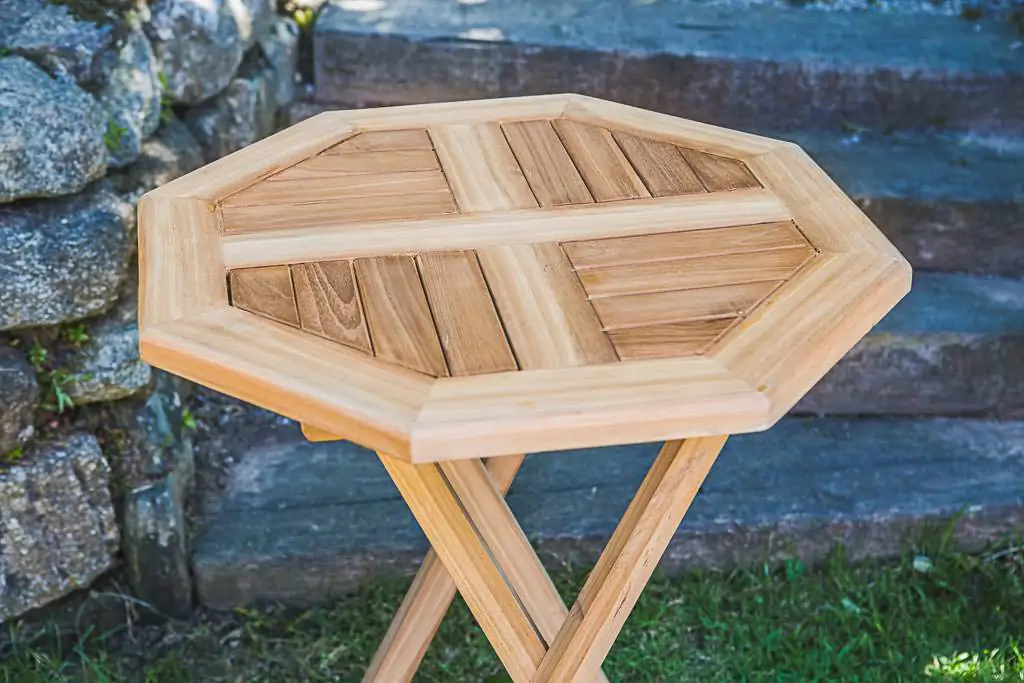 Folding 60cm Solid Teak Octagonal Patio Table
