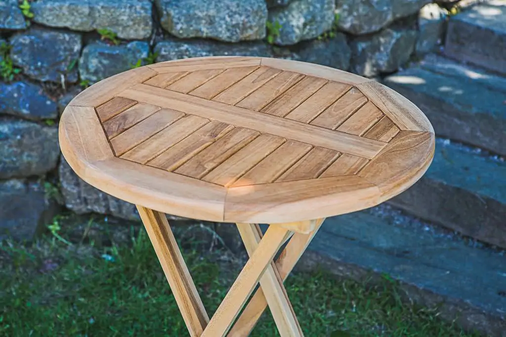 Folding 60cm Solid Teak Round Patio Table