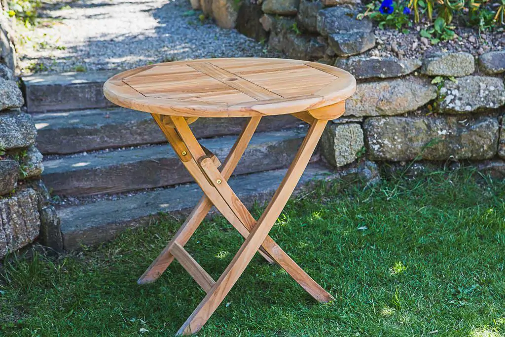 Solid Teak Folding Circular Garden Table 80cm
