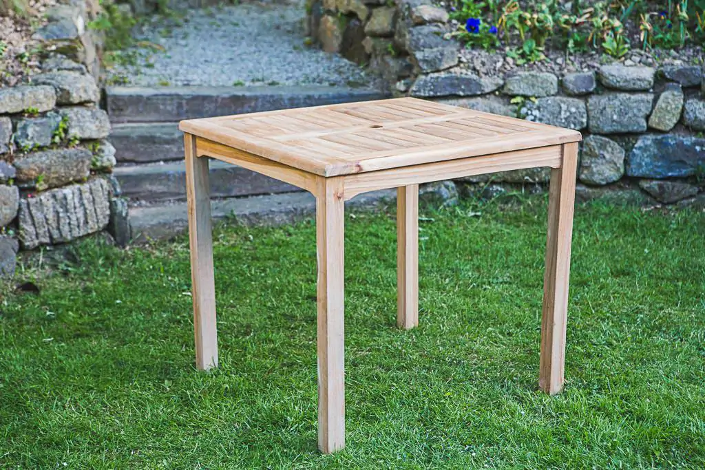 80cm Square Solid Teak Fixed Garden Table