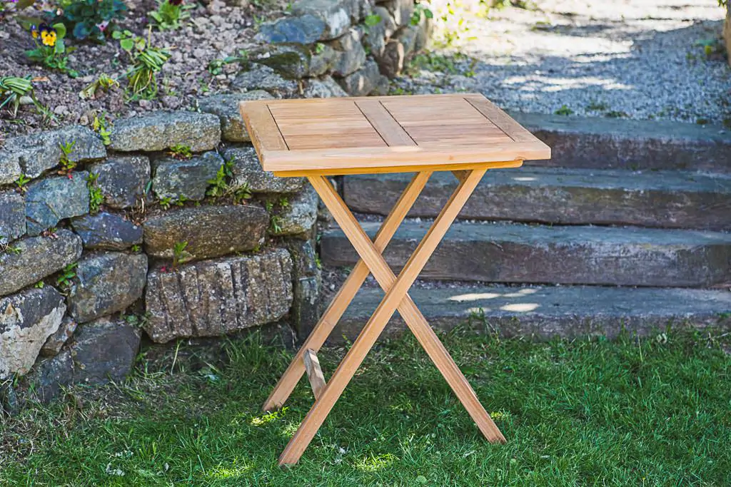 60cm Folding Square Solid Teak Patio Table