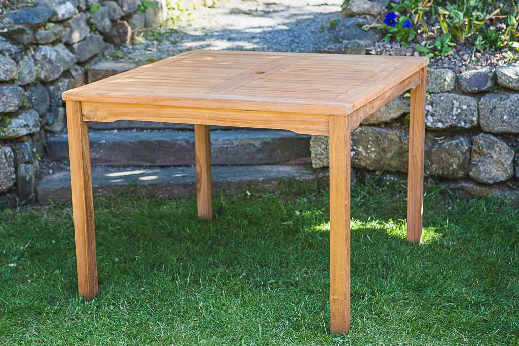 Square Fixed 1m Solid Teak Patio Table