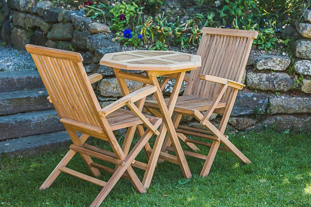 60cm Octagonal 2 Seater Solid Teak Folding Table and Arm Chair Patio Furniture Set