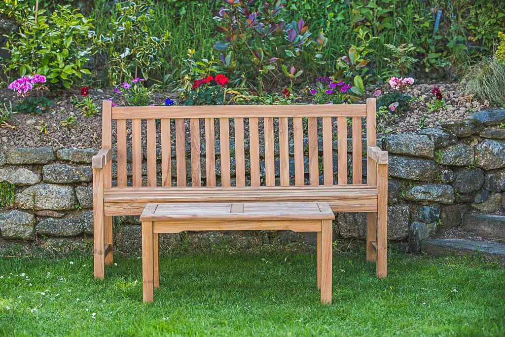 Solid Teak Garden Furniture Set – Catherine Garden Bench and Rectangular Coffee Table
