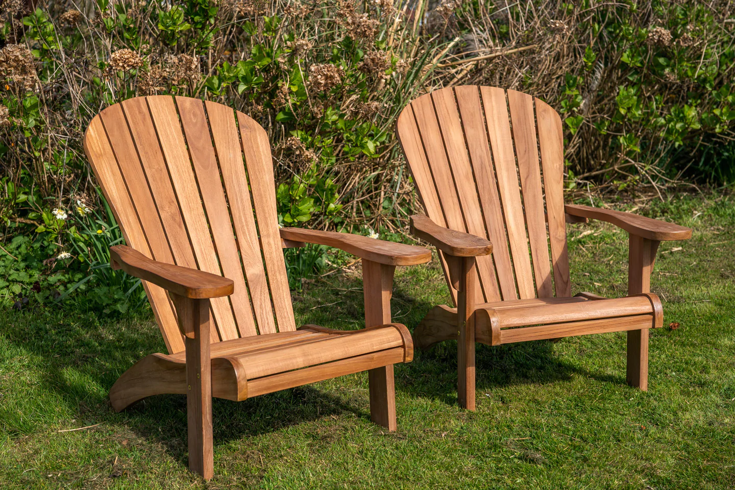 Teak Double Adirondack Couples Garden Set