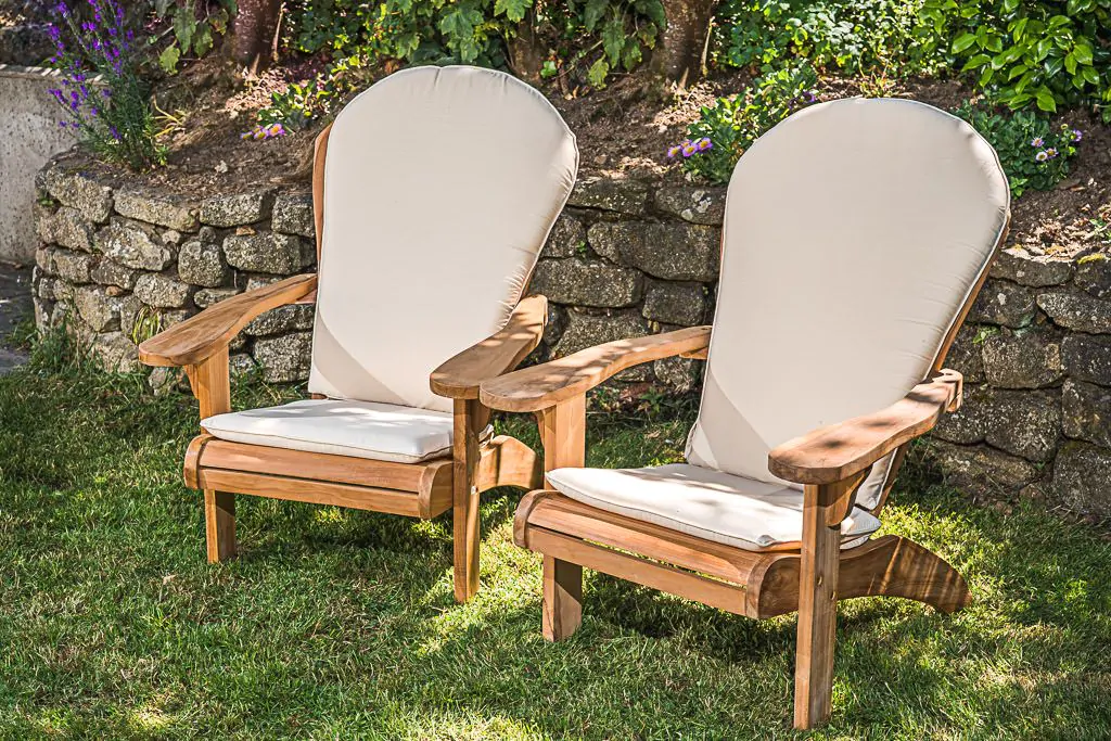 Solid Teak Double Adirondack Couples Set With Cushions