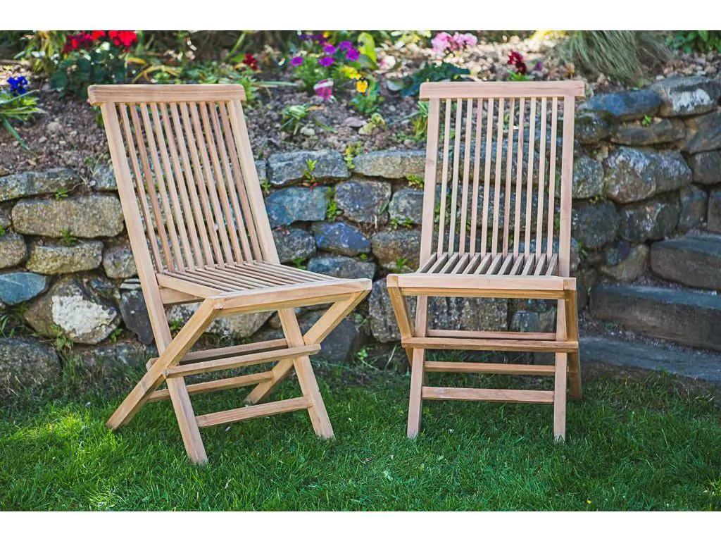 Clearance Teak Folding Chairs – Pair