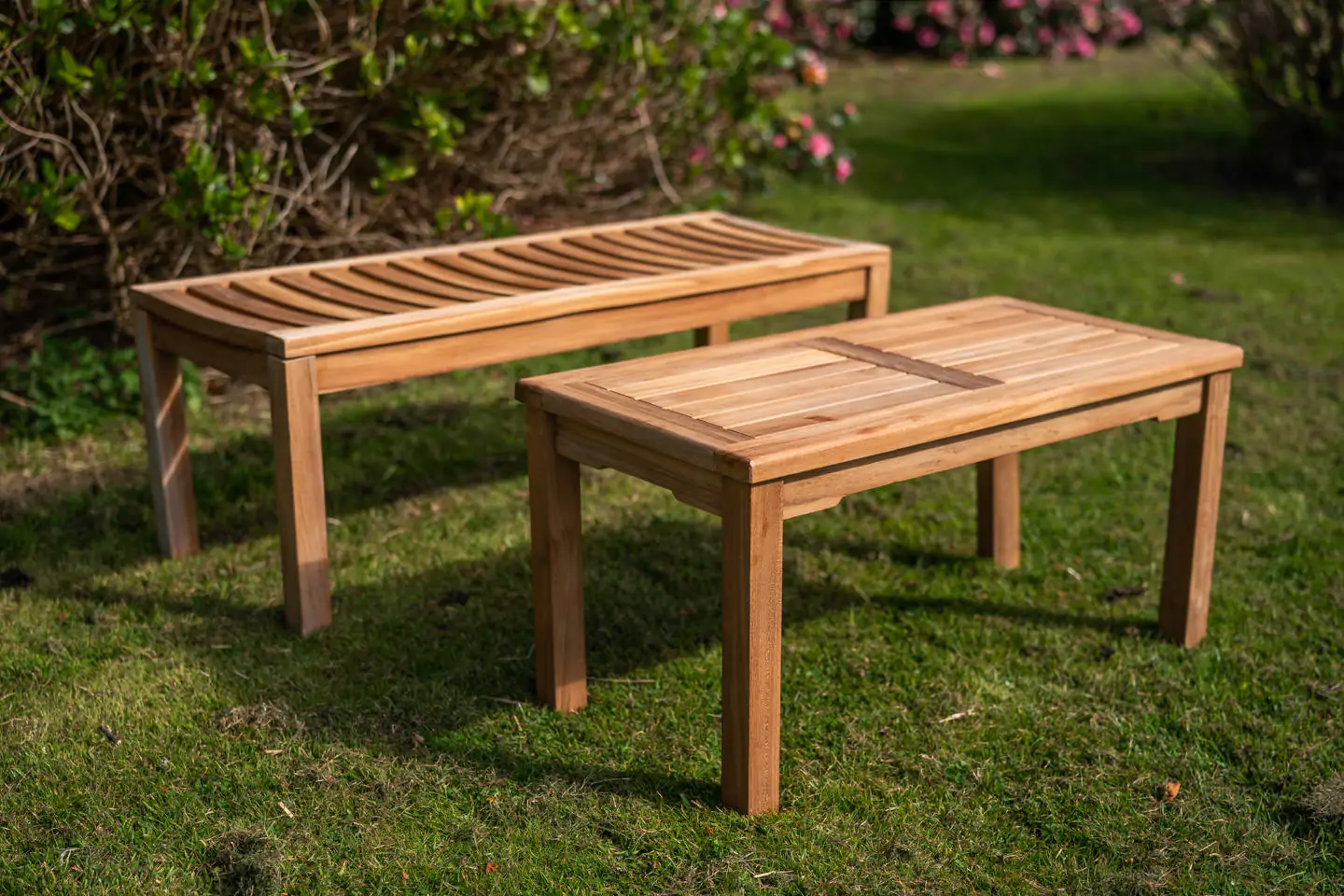 Solid Teak Backless bench and Coffee Table Set
