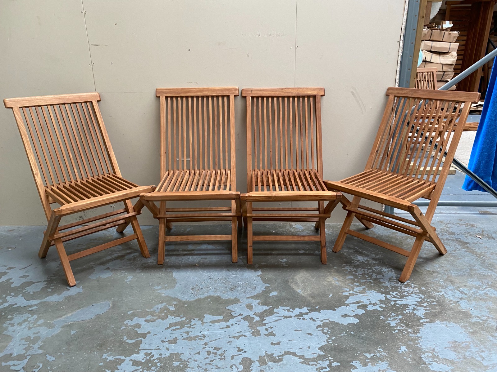 Folding Solid Teak Chairs (Set of 4) – Clearance