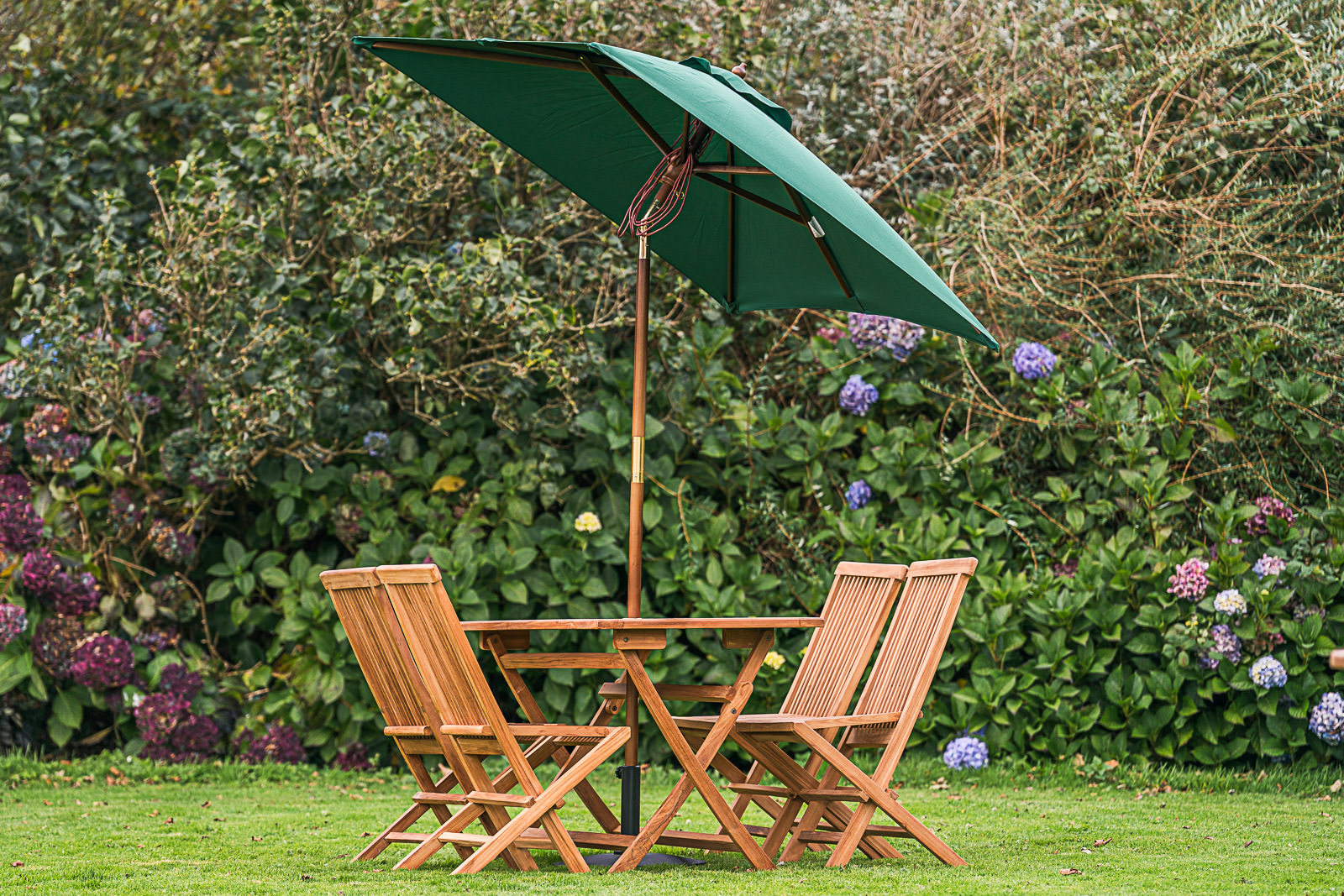 Tilting Rectangular 2m x 1.5m Wooden Garden Parasol – Green