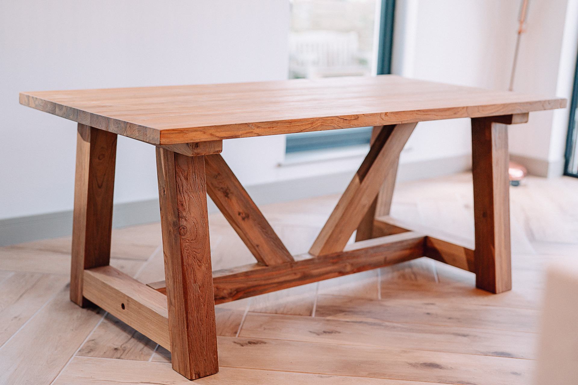 Rinsey Reclaimed Solid Teak 2.2m Farmhouse Family Table