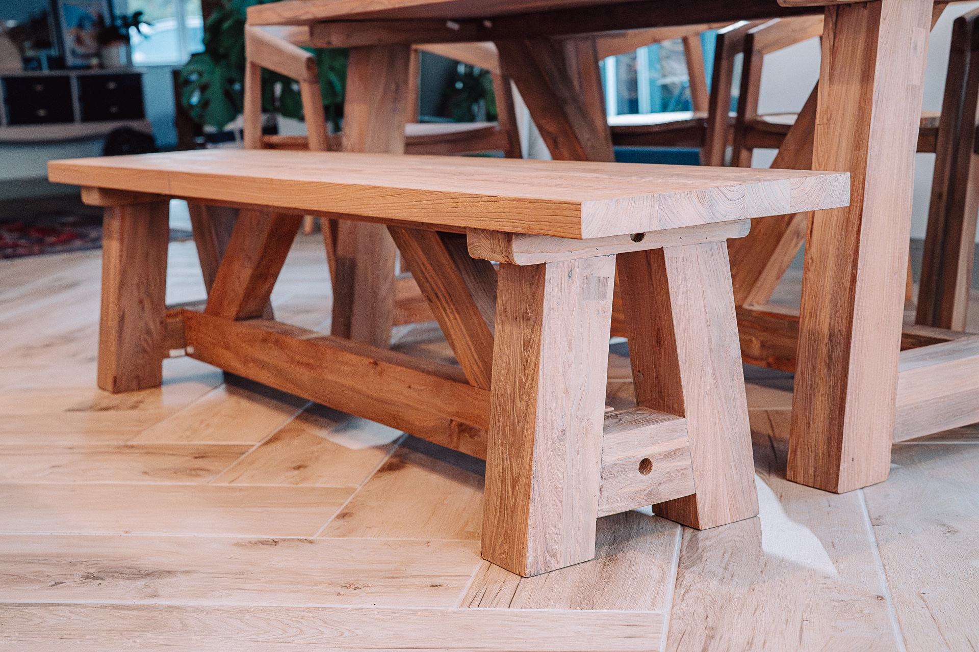Solid Reclaimed Teak 2.2m Rinsey Farmhouse Bench