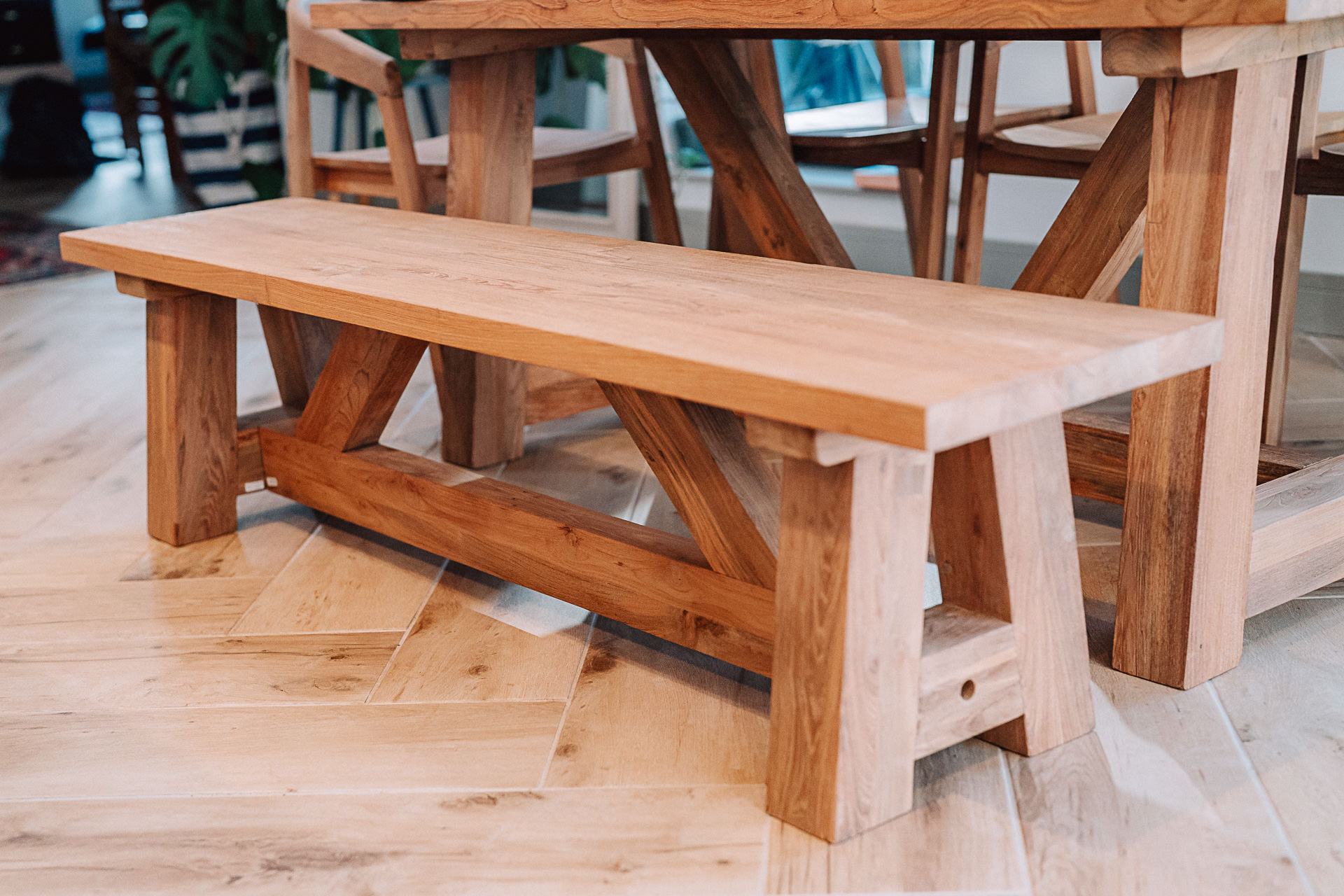Rinsey 1.8m Reclaimed Solid Teak Farmhouse Bench