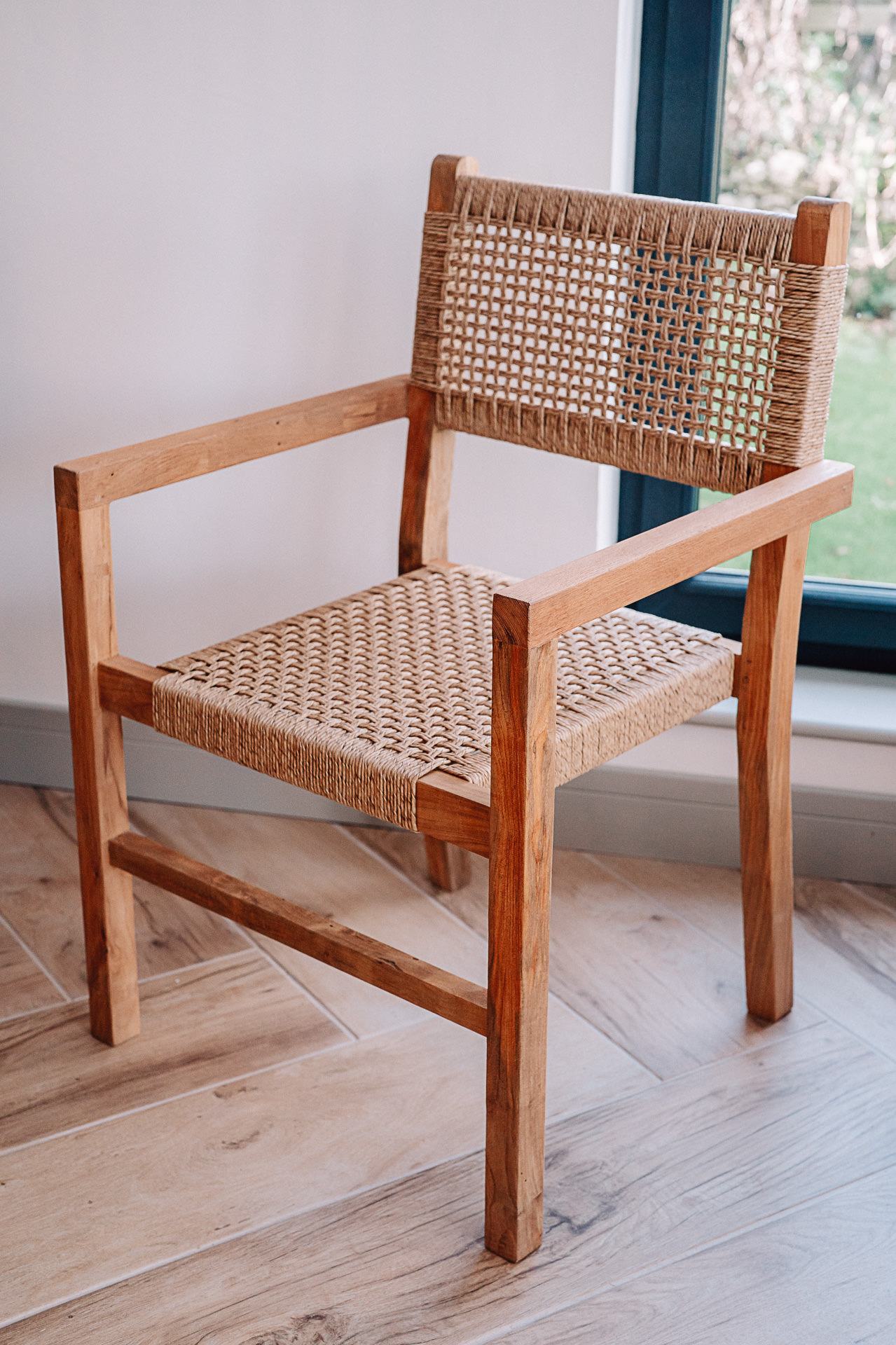 Solid Reclaimed Teak and Wicker Chair
