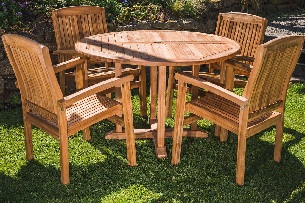 120cm pedestal round teak dining patio set 04