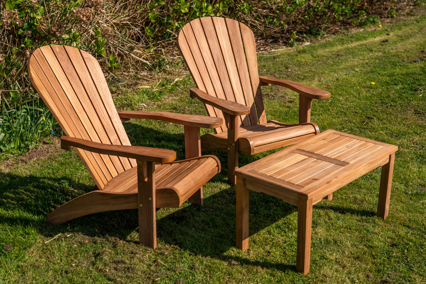 Adirondack Teak couple set with large coffee table 3