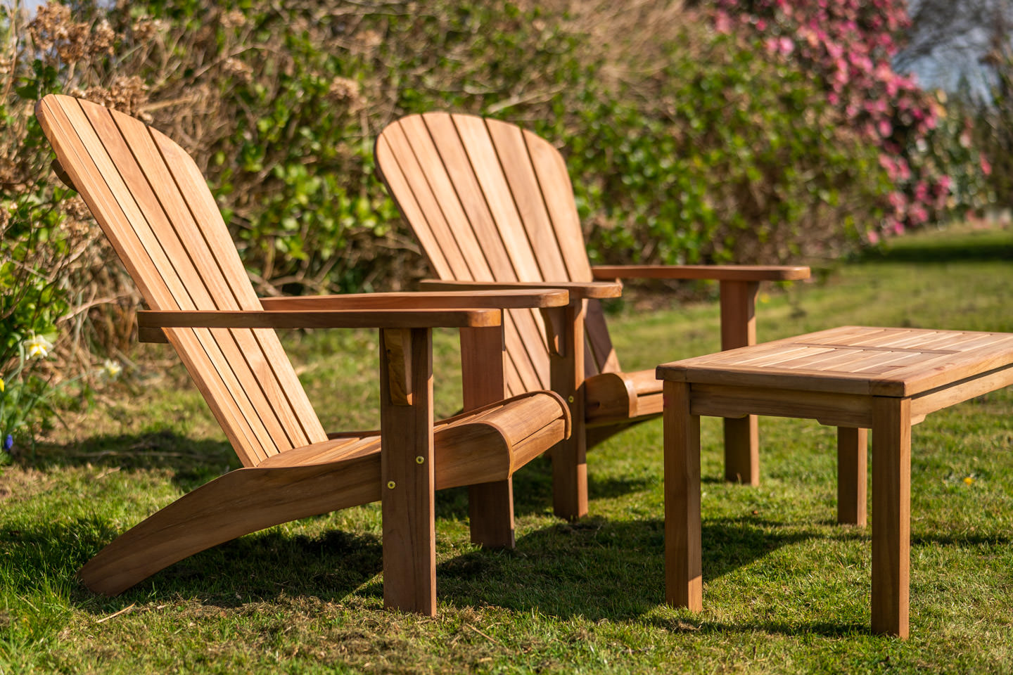 Adirondack Teak couple set with large coffee table 4