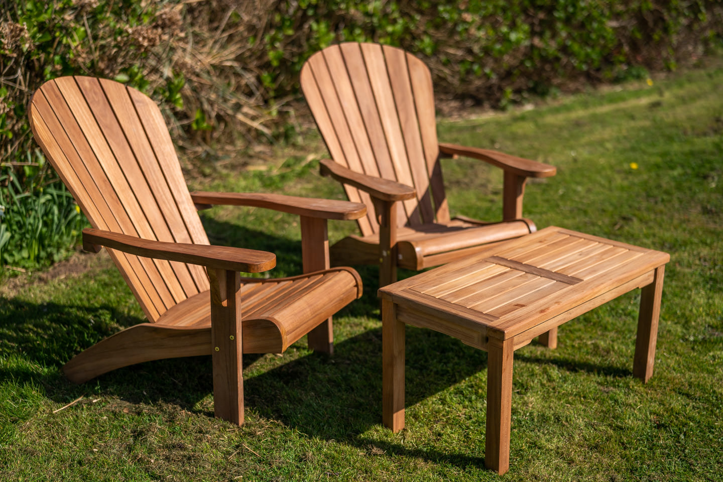 Adirondack Teak couple set with large coffee table 5