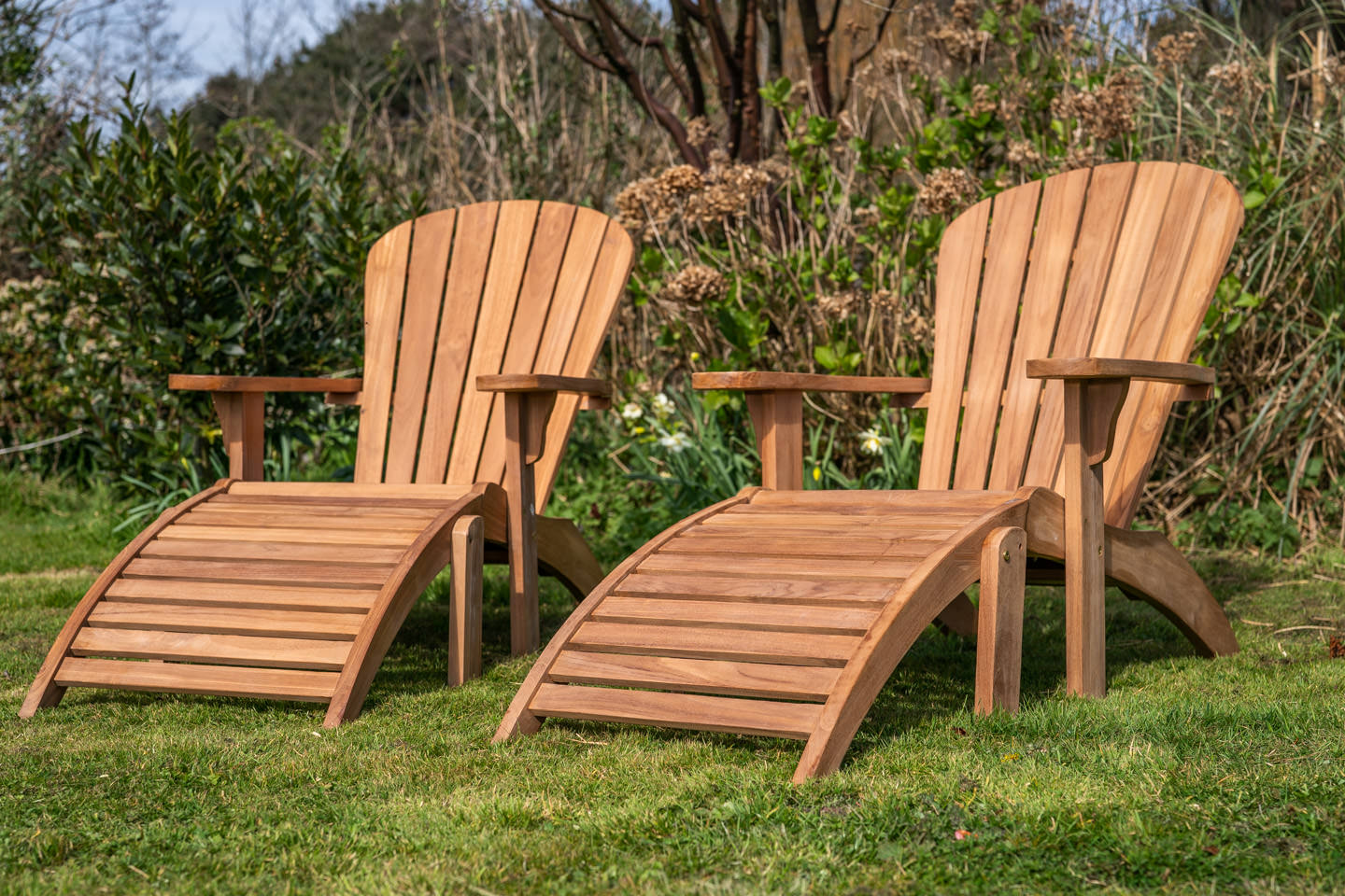 Teak Double Adirondack couples love seat set 7 3