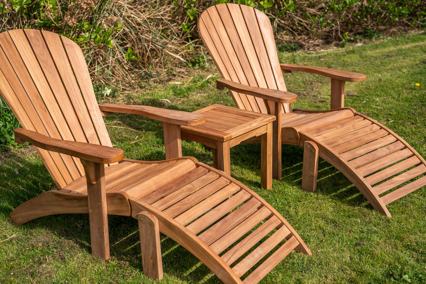 Teak two adirondack set with large coffee table 4 2