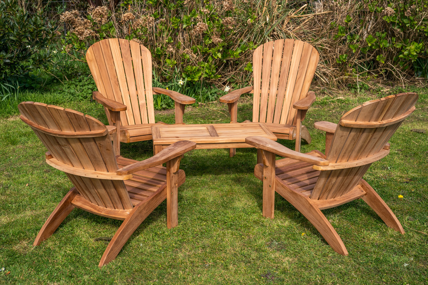 four teak adirondack family chair set 2 1