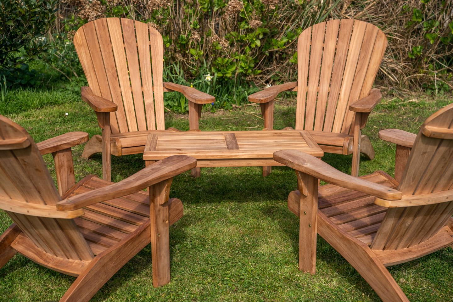 four teak adirondack family chair set 3 1