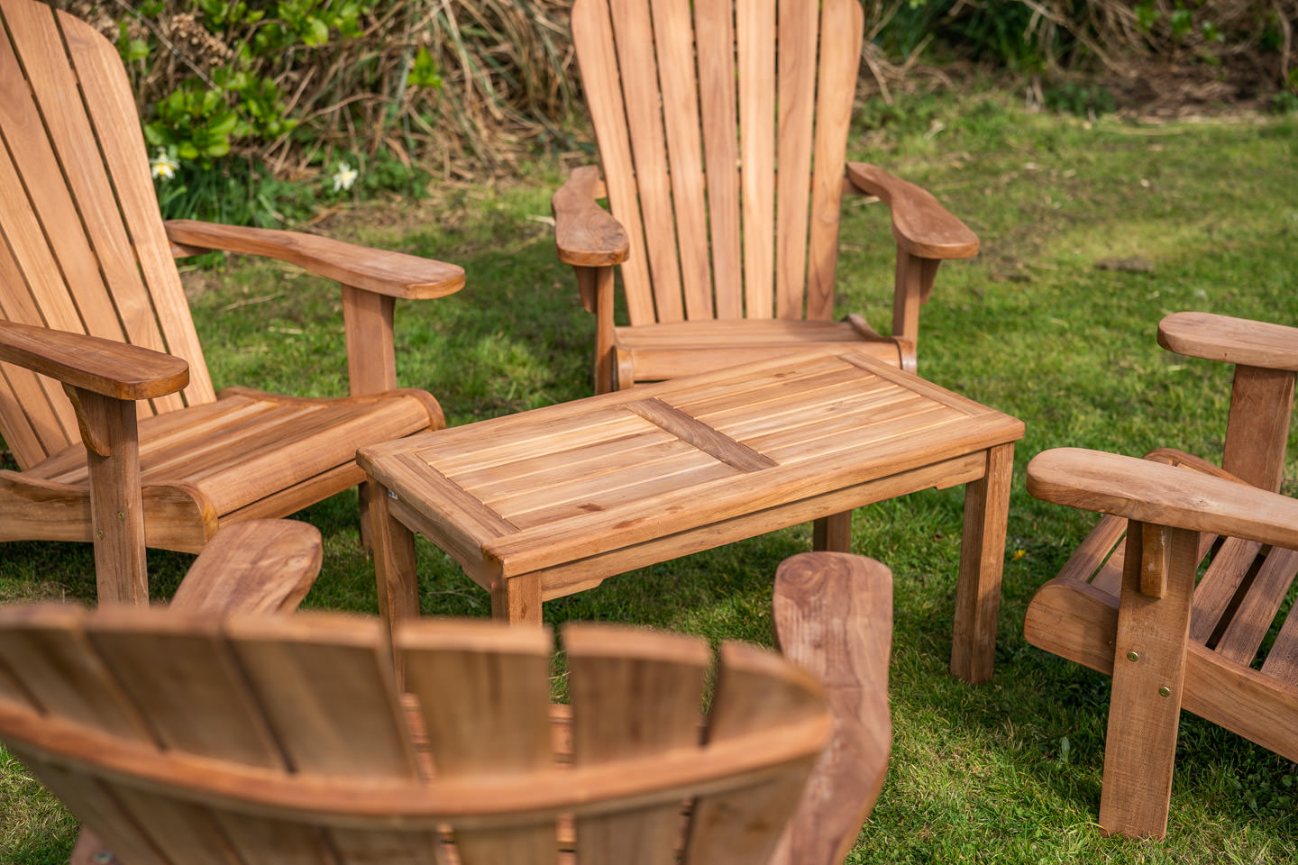 Garden Furniture Perth and Kinross 1 four teak adirondack family chair set 6 1