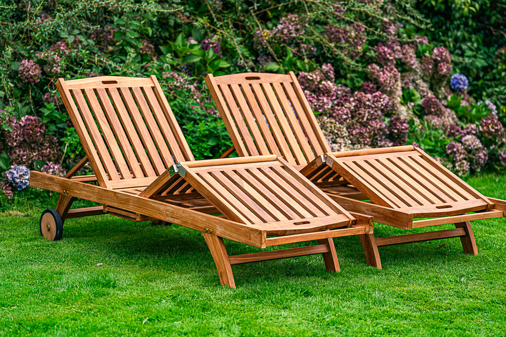 luxury teak solid sunlounger pollside set 1