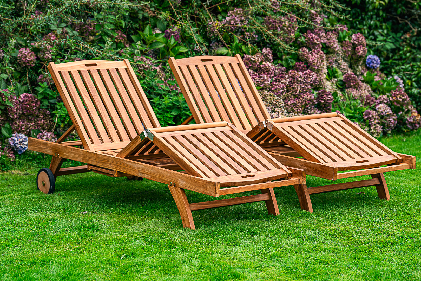 luxury teak solid sunlounger pollside set 2