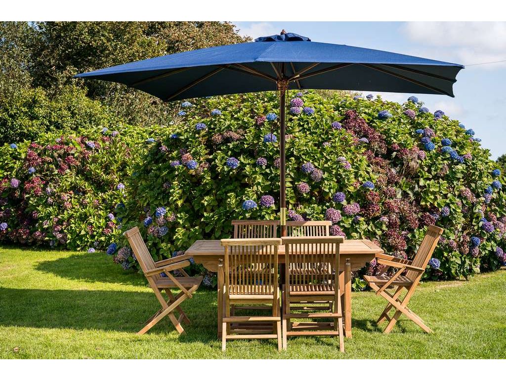 navy blue rectangular 3m x 2m wooden garden parasol 1