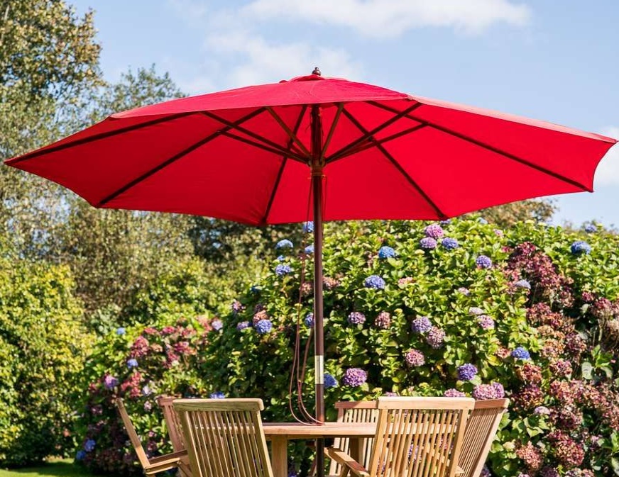 octagonal 3 5m wooden garden parasol bright red 2