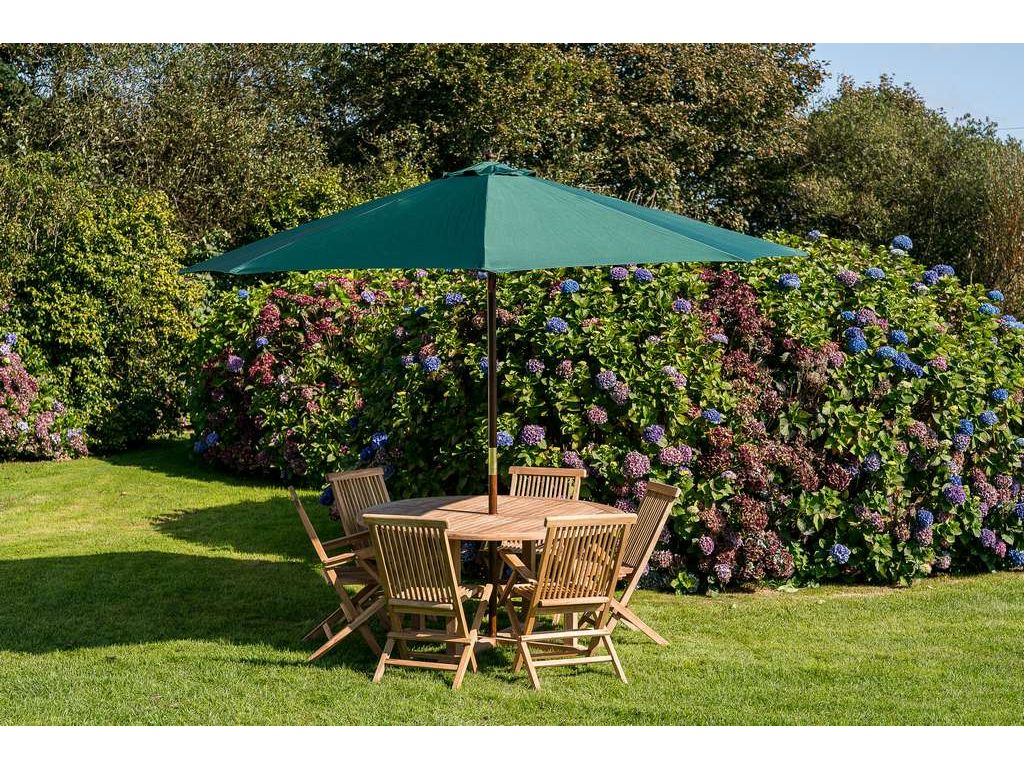 octagonal 3 5m wooden outdoor parasol dark green