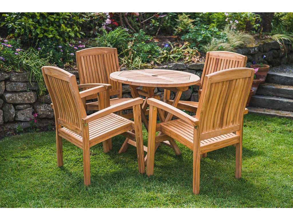 round folding 80cm teak coffee patio set 02