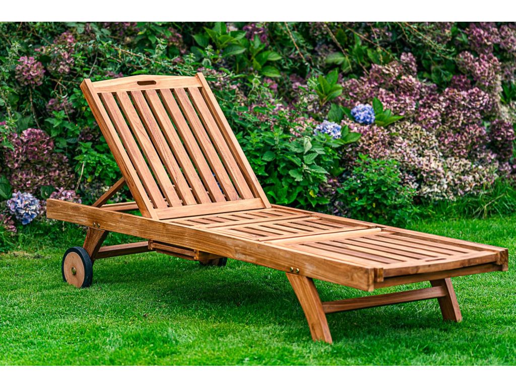 solid teak sennen sun lounger 1
